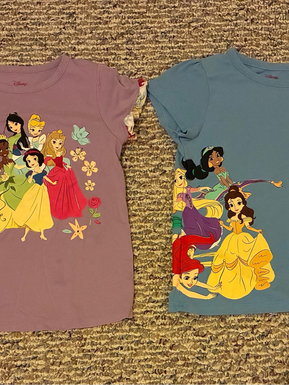 Disney Girls Size 6 Princess Graphic Tees - Lavender & Sky Blue